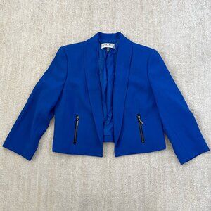 Kasper Blue Open Front Blazer Jacket 4 Shawl Collar